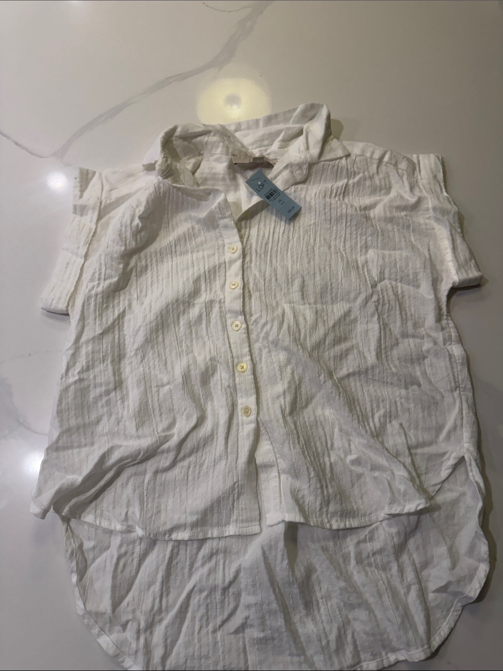 Loft White Button-Front Shirt